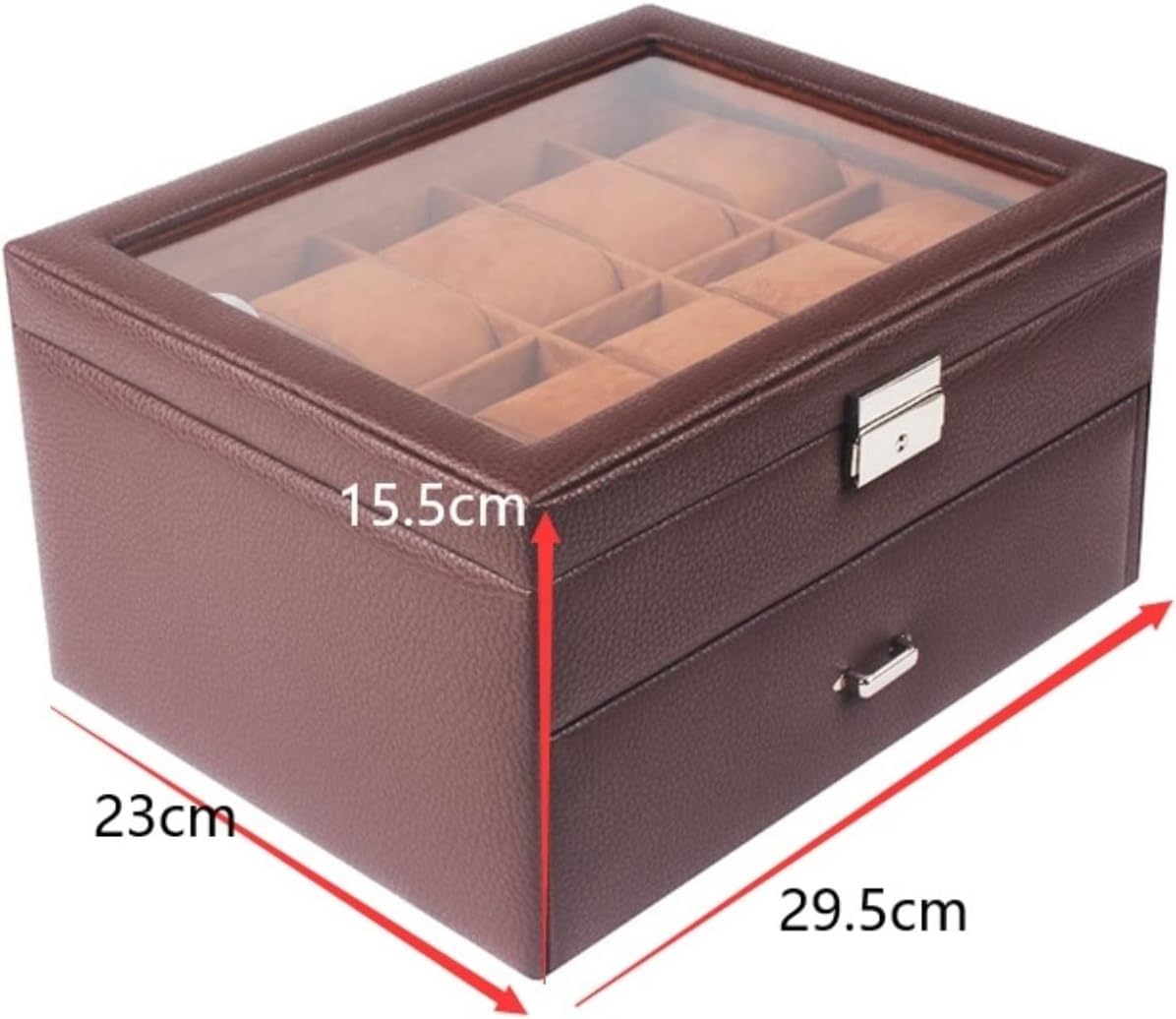 Estuche Para Relojes, Enrollador De Relojes, Enrollador De Relojes, Organizador De Relojes, Expositor De Doble Capa Con 20 Ranuras, Caja De Almacenamiento Para Reloj（Black-29.5*23*15.5Cm）