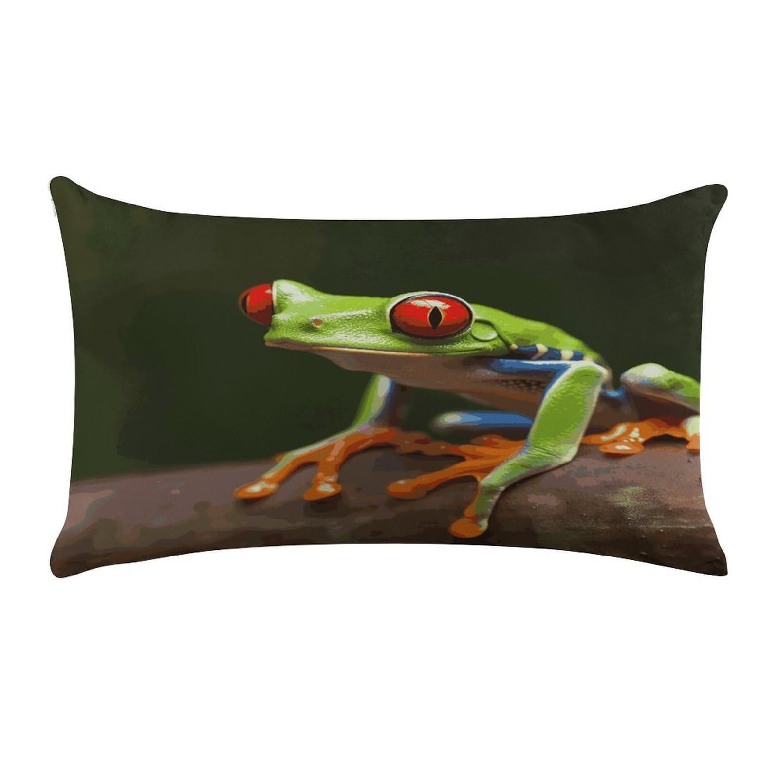 Red Eyes Tree Frogs Pillow Case Decorative Rectangle Throw Pillow Cover Soft Plush Pillowcase Cozy Cushion Case Modern Pillow Sham Cushion Cover for Bedroom Sofa Couch 20 X 12 Inch