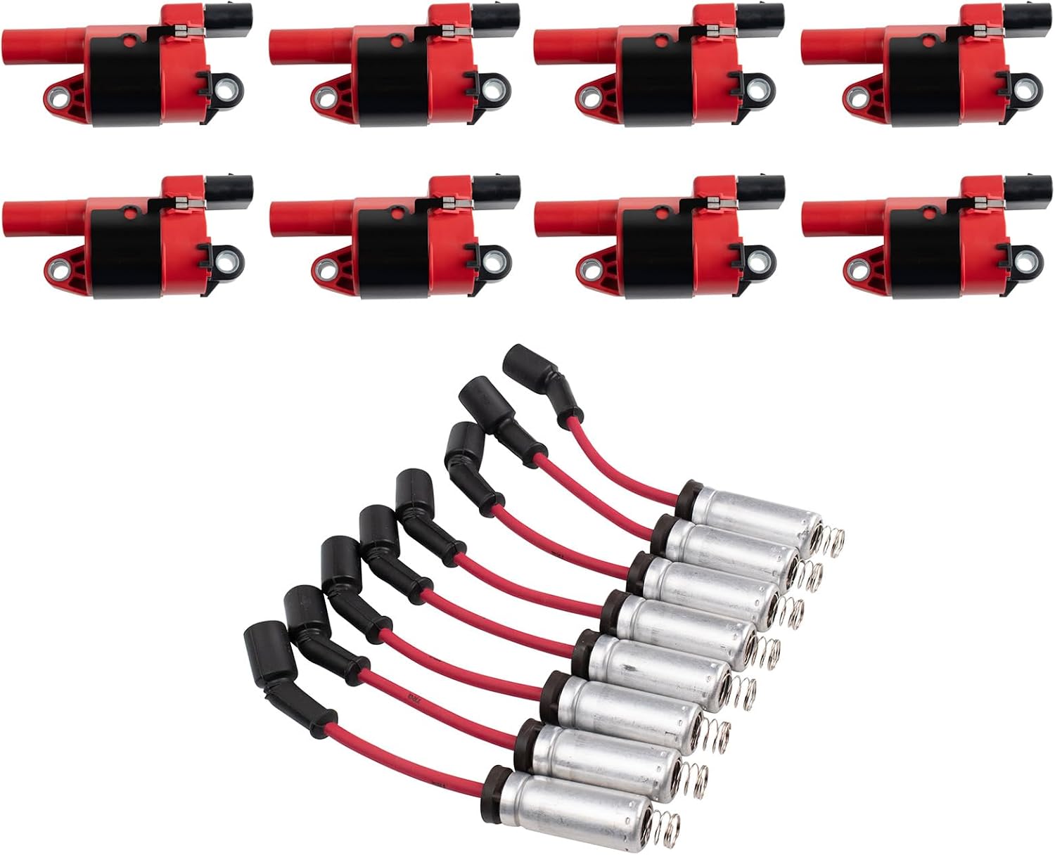 TRQ Performance Ignition Kit Ignition Coil Spark Plug Wire Set 9 Piece Compatible with 2007 GMC Sierra 1500 Classic 4.8L 5.3L ROUND STYLE COIL ONLY