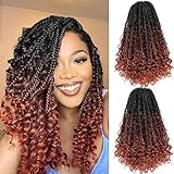 Wodun Goddess Box Braids Crochet Hair Pre Looped Box-Braids Crochet-Hair with Curly Ends For Black Women Bohemian Box Braiding(12inch,8Packs,1B/530/350)