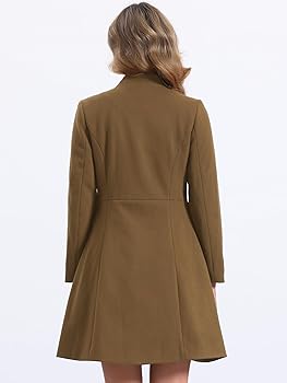 Amazon | [Allegra K] スタンドカラーコート レディース ダブル