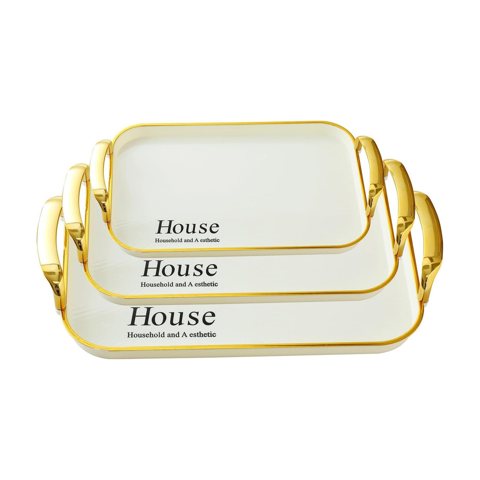 Tsophreniq Of 3 Handheld Trays Stackable for Multipurpose Organization Tray with Handle Home Organization Tray