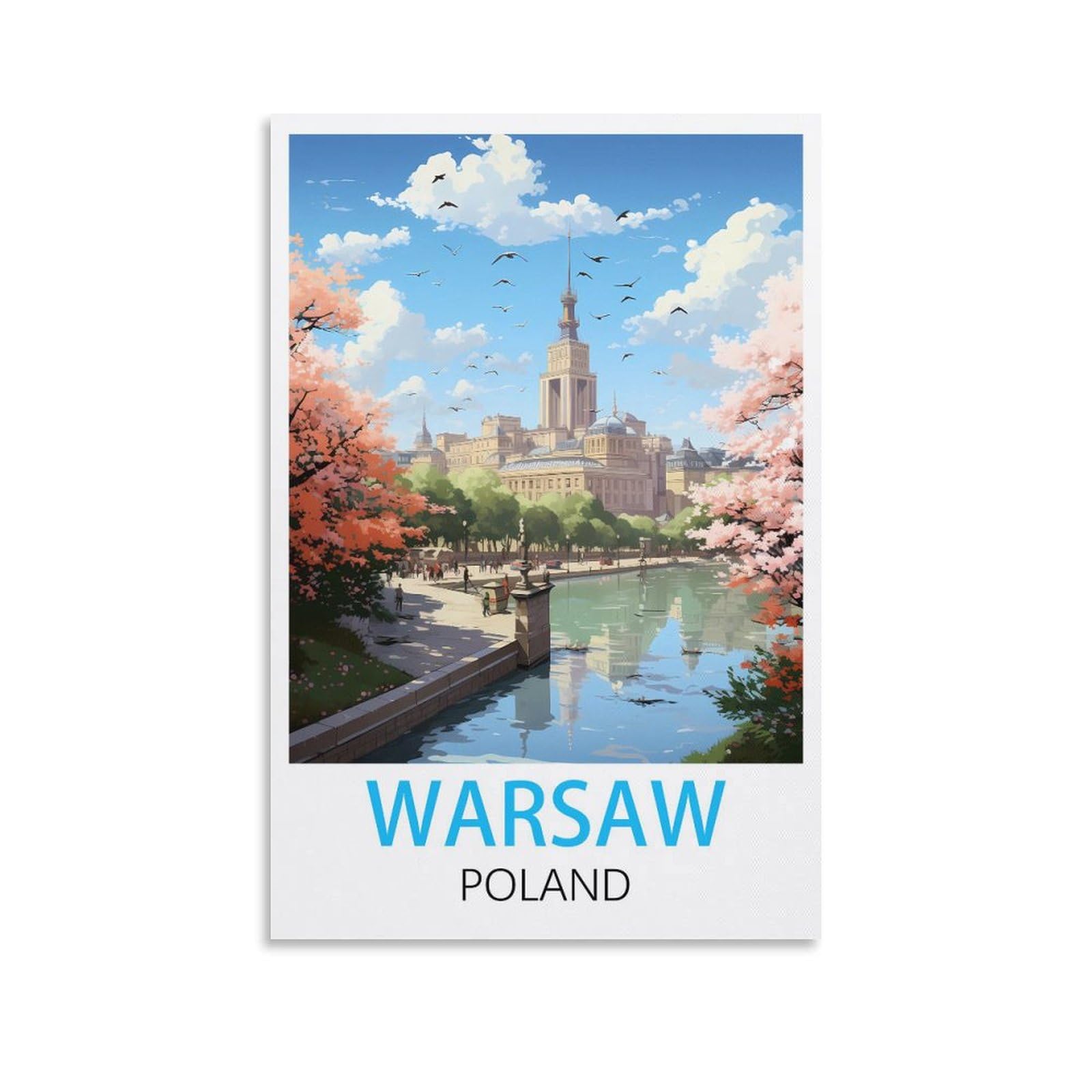 Vintage Metal Tin Sign,Warsaw Poland,Ideal for Pub Shed Bar Office Man Cave Home Bedroom Dining Room Kitchen 30x40cm