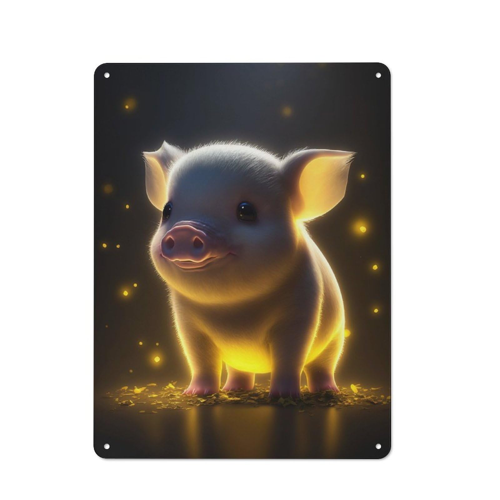 Junmoney Glow Pig Animal Rustic Metal Sign 40X30cm For Guest Room Or Hallway, Suited To Hallway Wall Decor Fans