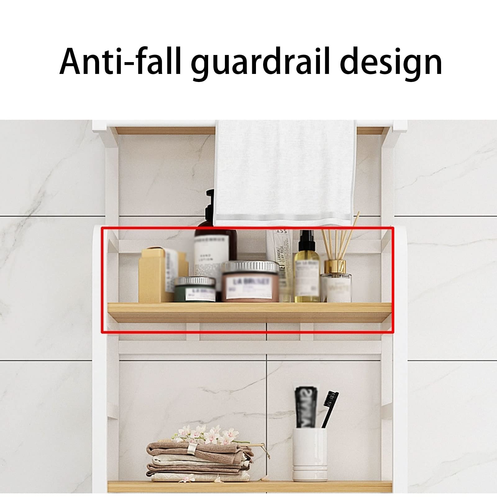Toilettenregal üBer Dem Badezimmer Gehobene Waschraumablage vom Boden Bis Zur Decke Badezimmer Nicht Perforiertes Toilettenregal (Color : White)