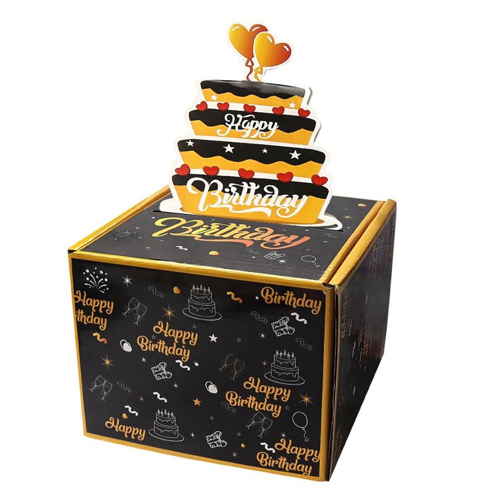 Scatola regalo di buon compleanno con adesivi fai da te per qualsiasi età, scatole regalo per