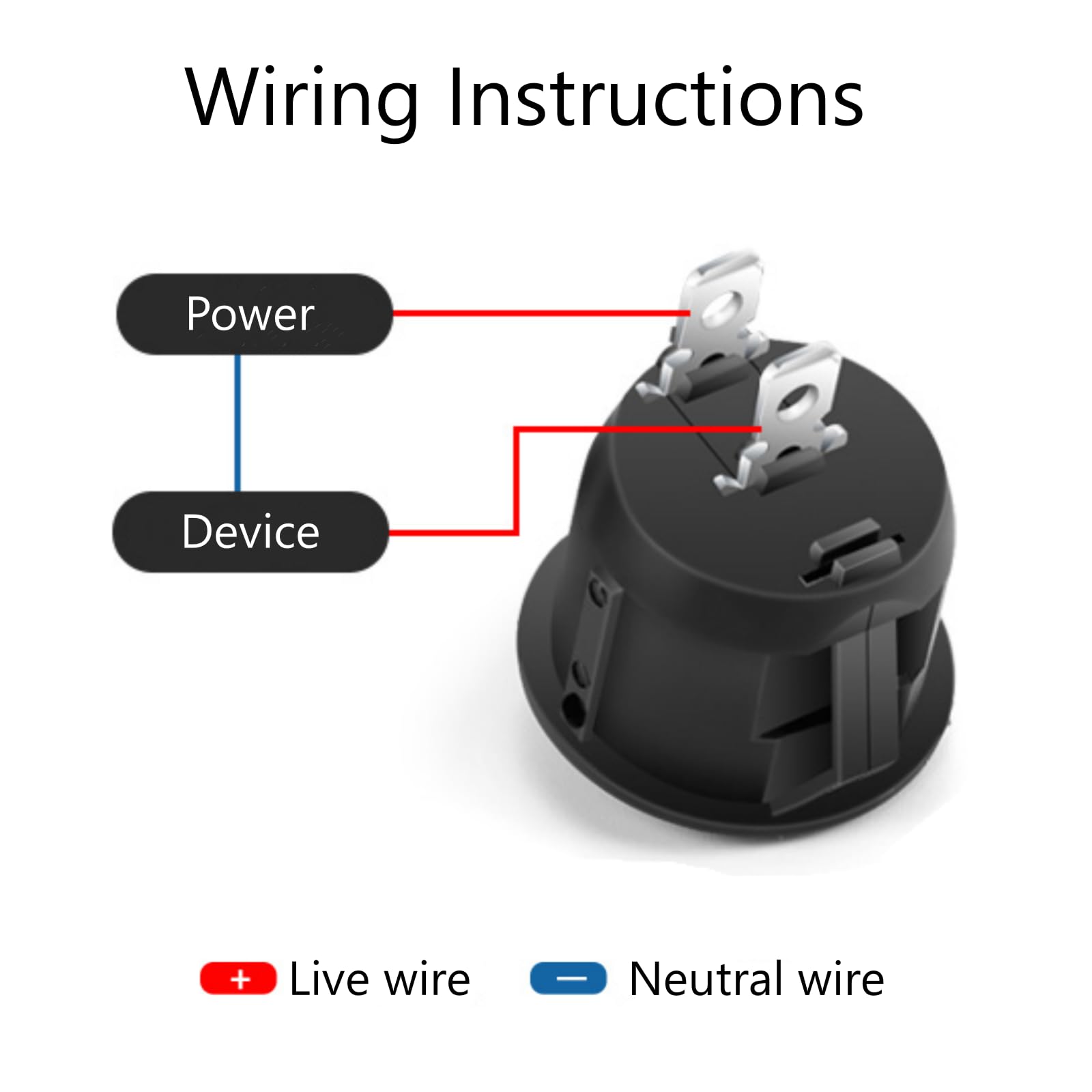 ElCOKITEX 8Pcs 12V Round Rocker Switch 15mm 2 Pin ON-Off SPST 6A/250V AC 10A/125V DC for Household Appliances