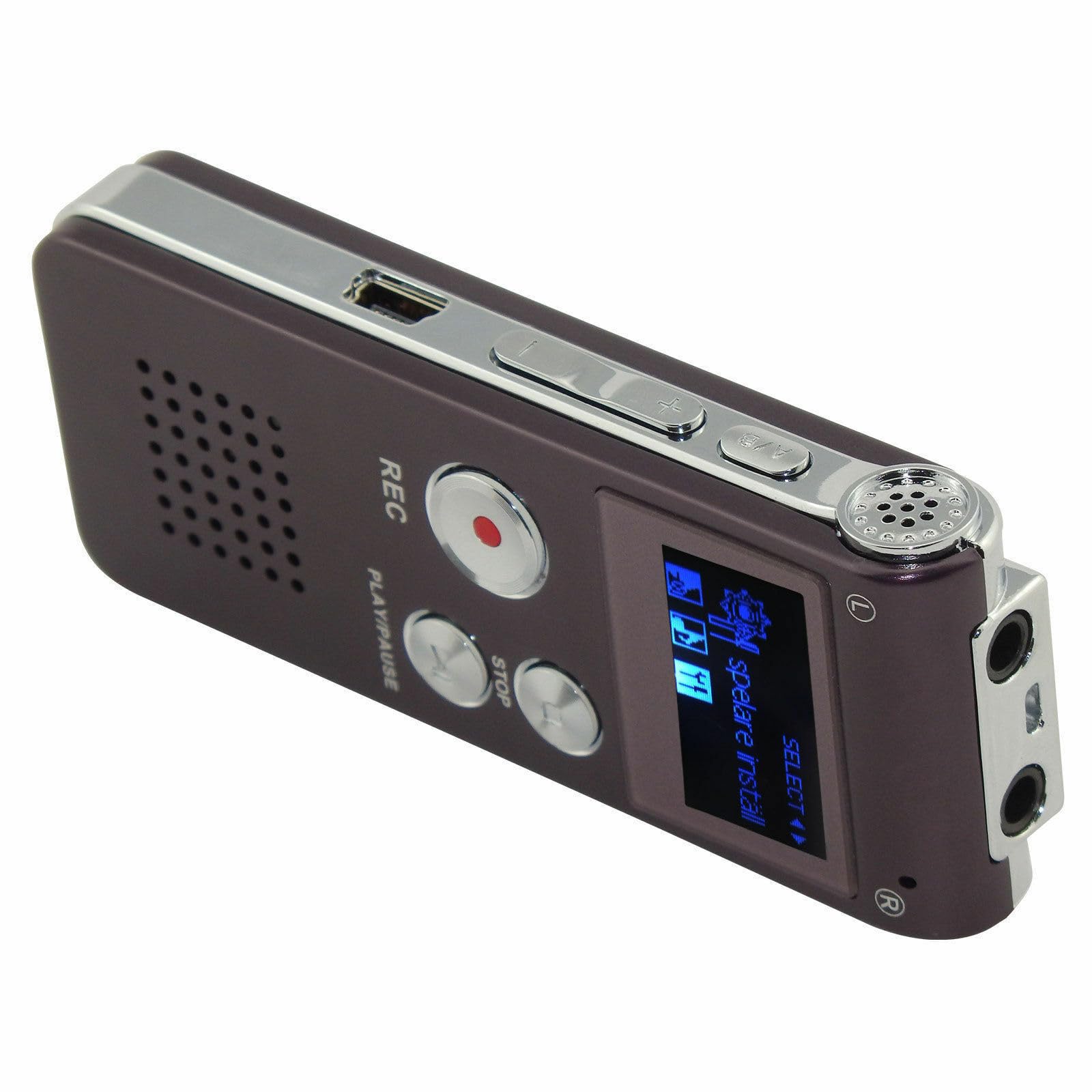 COOLEAD Dictaphone professionnel USB 8 Go avec lecteur MP3, enregistreur vocal portable avec double microphone sensible et haut-parleur intégré dictaphone avec lecteur MP3