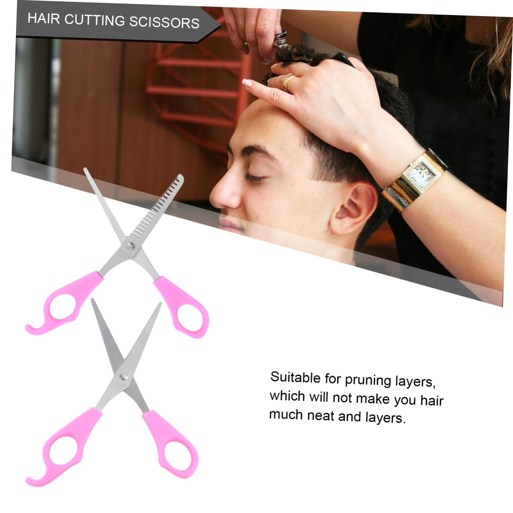 Didiseaon Hair Cutting Scissors 2pcs Pink Stainless Steel Barber Shears Hair Trimmer for Hairdressing
