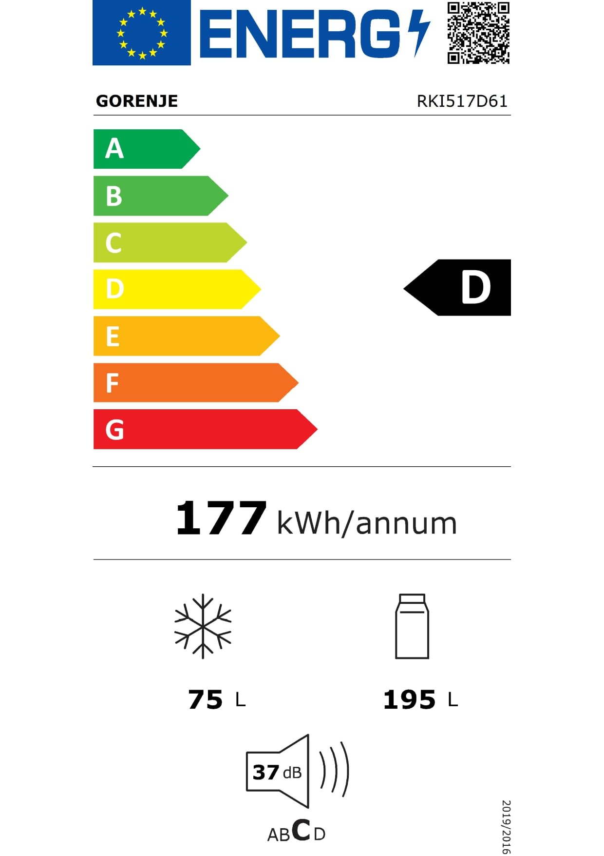 Gorenje RKI517D61 lodówko-zamrażarka do zabudowy