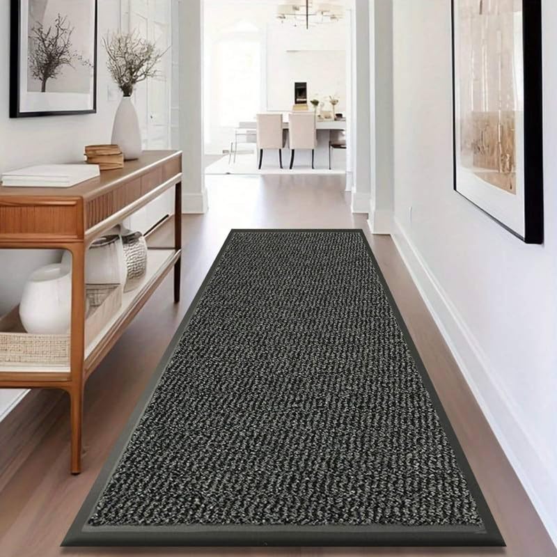Cozy Haven Sunny Indoor & Outdoor Runner Rug – Machine Washable Non-Slip Rubber Backed Entrance Mat, Long Waterproof Mats for Hallway, Front Entrance, Kitchen, Patio or Garden - (Grey, 60x180 cm) — image 1