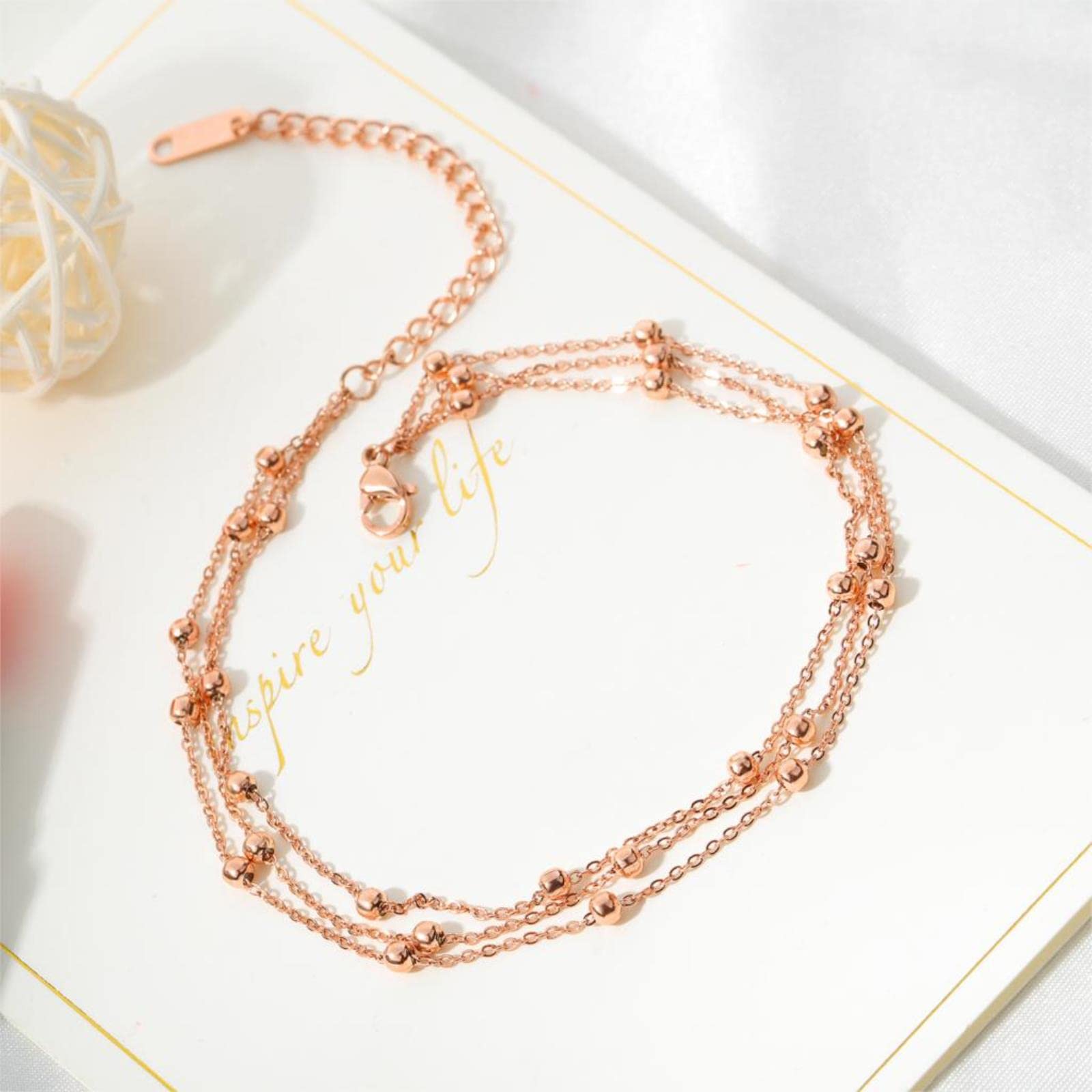 Cavigliera alla Multistrato Fatta a Mano con Perline per Le Donne Sandali a Piedi Nudi Bracciale Cavigliere Piede Gotico Boho Gioielli Regalo