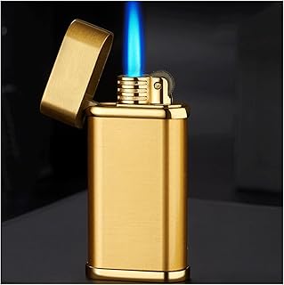 Butane Torch Lighter, Traditional Cigar Butane Lighter, Adjustable Flame Lighter, Windproof Blue Flame Lighter, Vintage Grinding Wheel Lighter, Refillable Gas Lighter, Grilling, Camping, Men's Gifts (