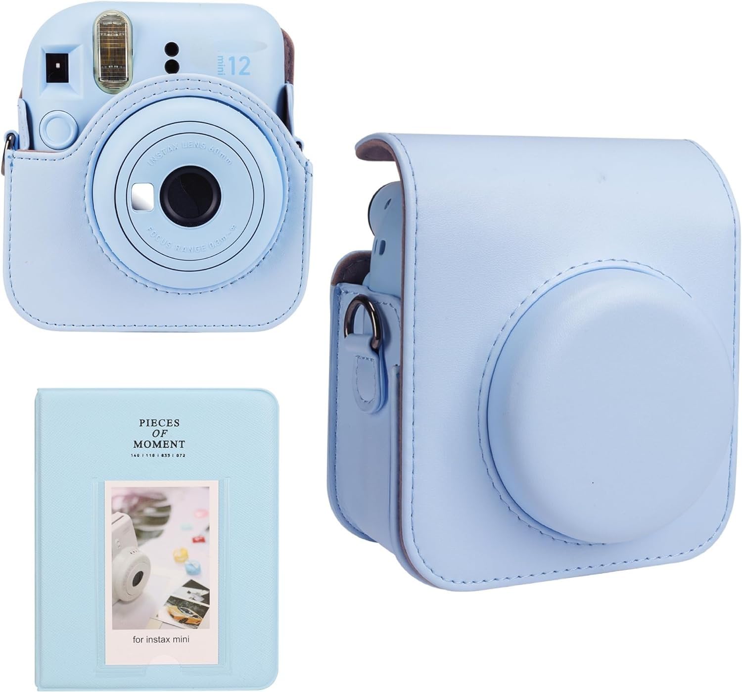 ZENKO Protective Camera Case for Fujiifilm Insta*x Mini 12 Instant Camera, PU Lather Fujii Insta*x Mini 12 Camera Case with Adjustable Shoulder Strap & 64 Pockets Photo Album (Blue)-image-39