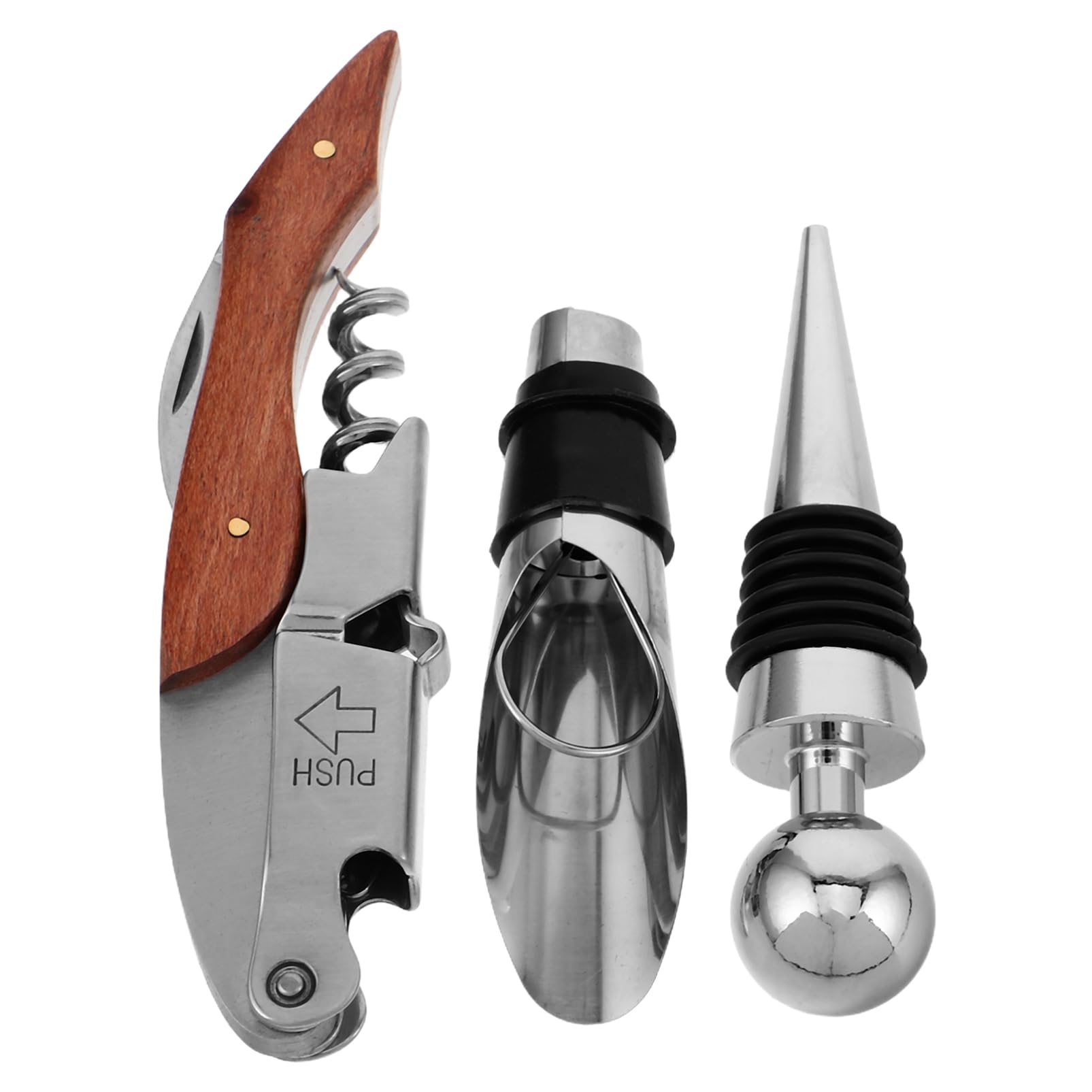 SOLUSTRE 1set Creative Wine Opener Set Stainless Steel Corkscrew and Pourer Kit Elegant Box Essential Tools for Effortless Wine Enjoyment and Gifting for Any Occasion