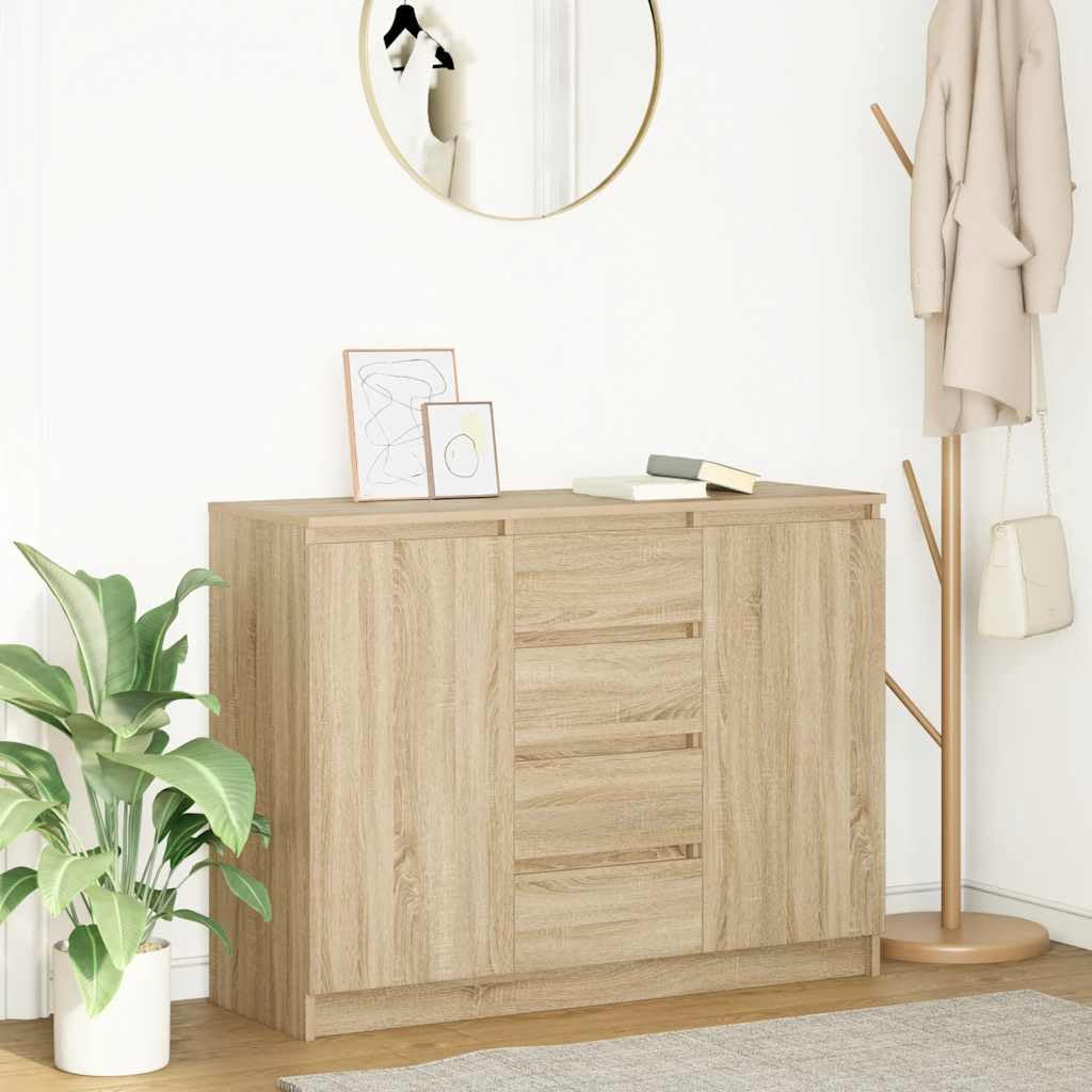 vidaXL Aparador con cajones Roble Sonoma 100,5x35x76 cm, Armario de almacenaje, Mueble aparador, Mueble de Pasillo, Mueble Buffet