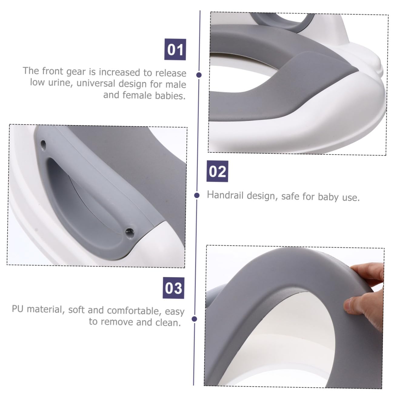 VICASKY 1pieza Asiento De Inodoro Cojín Pu y Asas Antideslizantes Elevador De Wc Para Adaptador De Entrenamiento Para Baño Instalación y