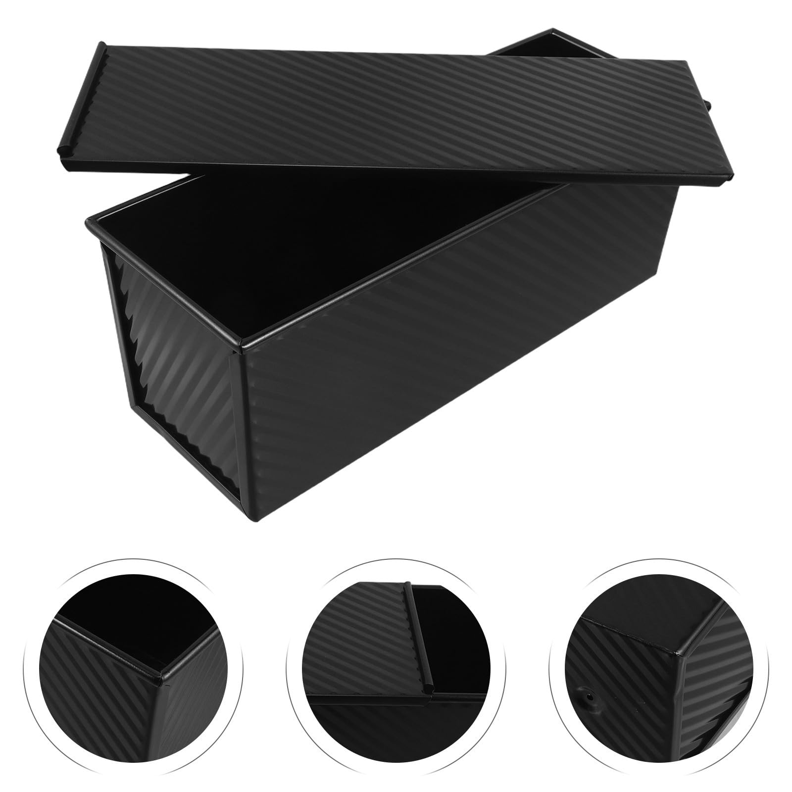 Moule à Toast Rectangulaire avec Couvercle, Acier au Carbone, Noir