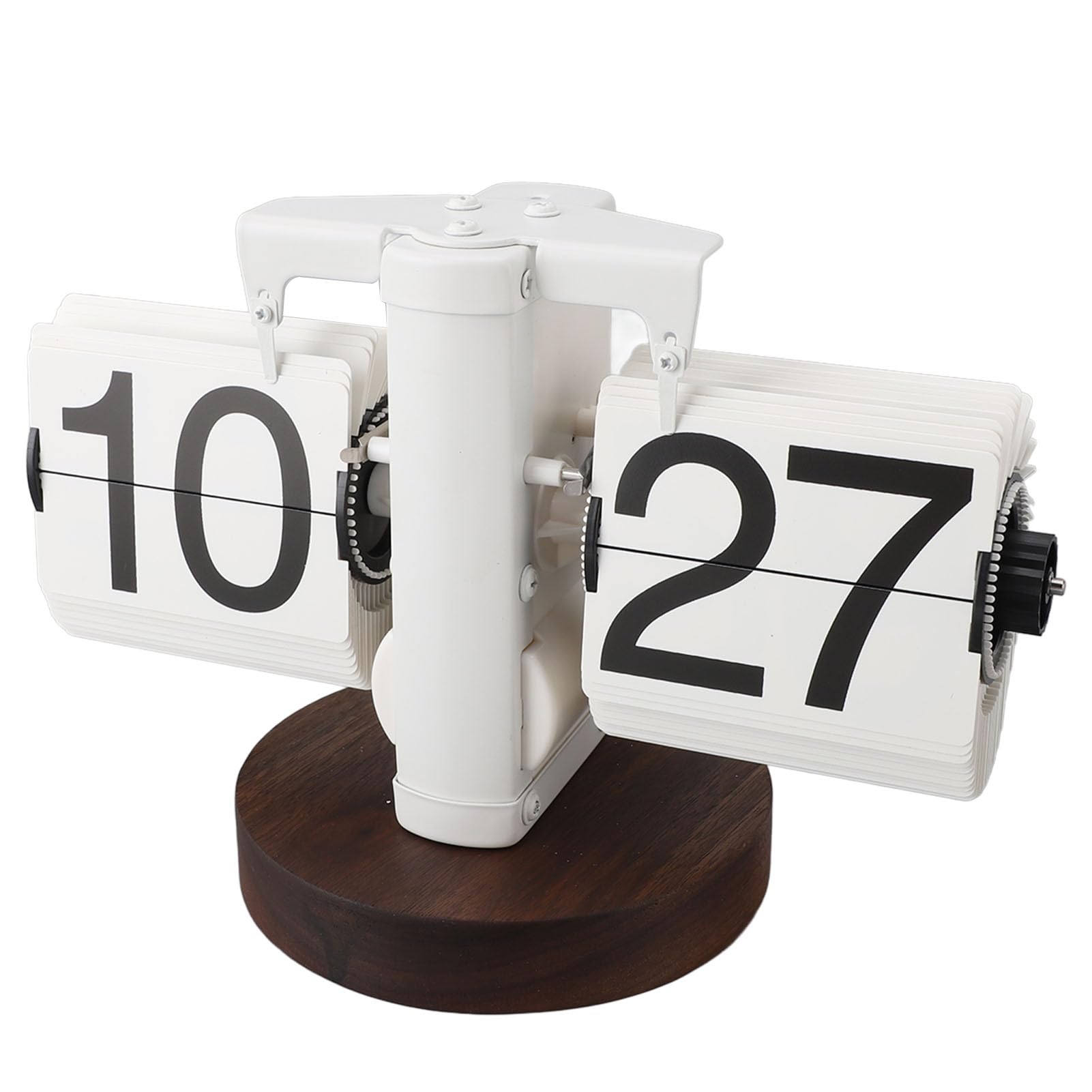 Reloj de Escritorio con Tapa Vintage, Reloj con Tapa Automático Mecánico Digital con Batería de una Sola Cara con Fuente Grande, para Sala de Estar, Oficina, Estudio (Blanco)