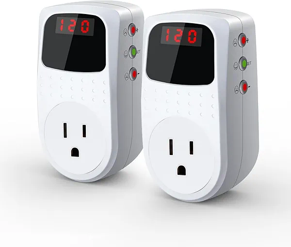 BSEED Surge Protector Outlet, Voltage Regulator, Surge Protector for Refrigerator/TV/PC/Home Appliance, Wall Tap Adapter, Space Saving Design, LED Display Screen, Adjustable,120V, 15A, 1800W, 2 Pack