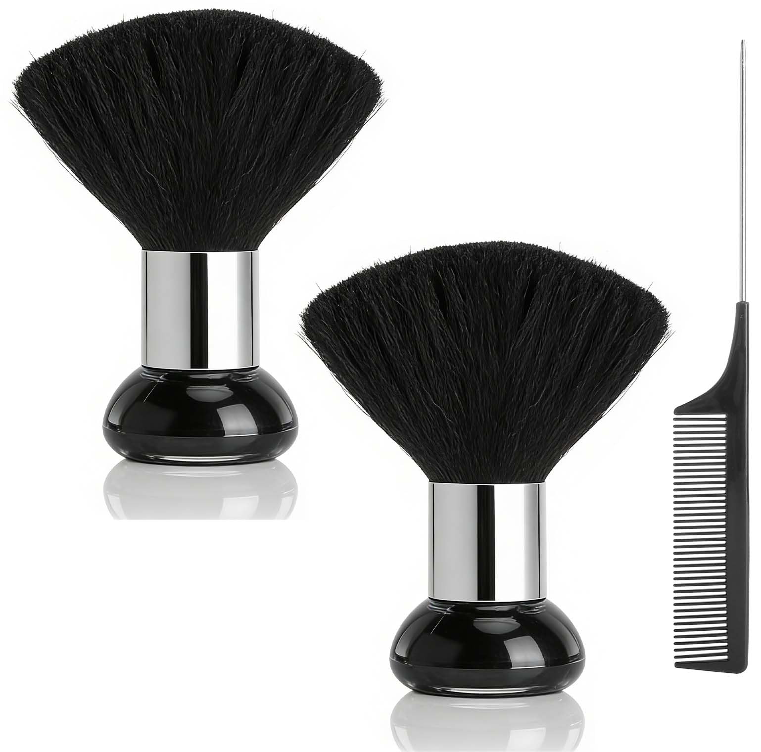2 Pezzi Spazzola Collo Parrucchiere, Spazzola Capelli Professionale Pennello Collo Barbiere, Spazzola Morbida Alta Densità Per Taglio Capelli Rasatura Pulizia Salone Nero