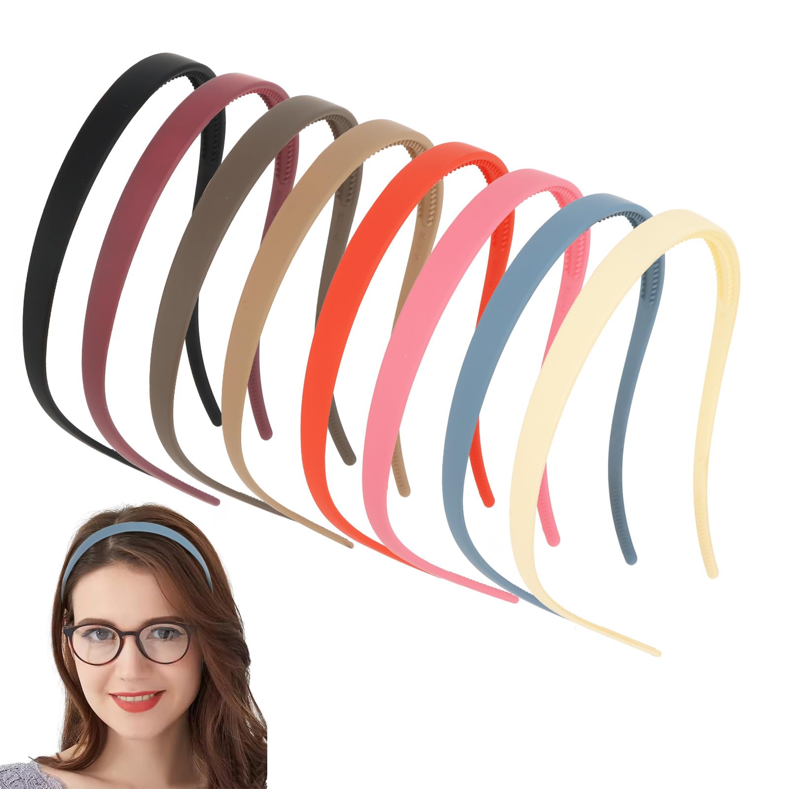CAVETEE Headbands for Women, 8 Pack Non Slip Womens Headbands for Glasses Wearers Elastic Hairbands Cute Hair Accessories for Women and Girls