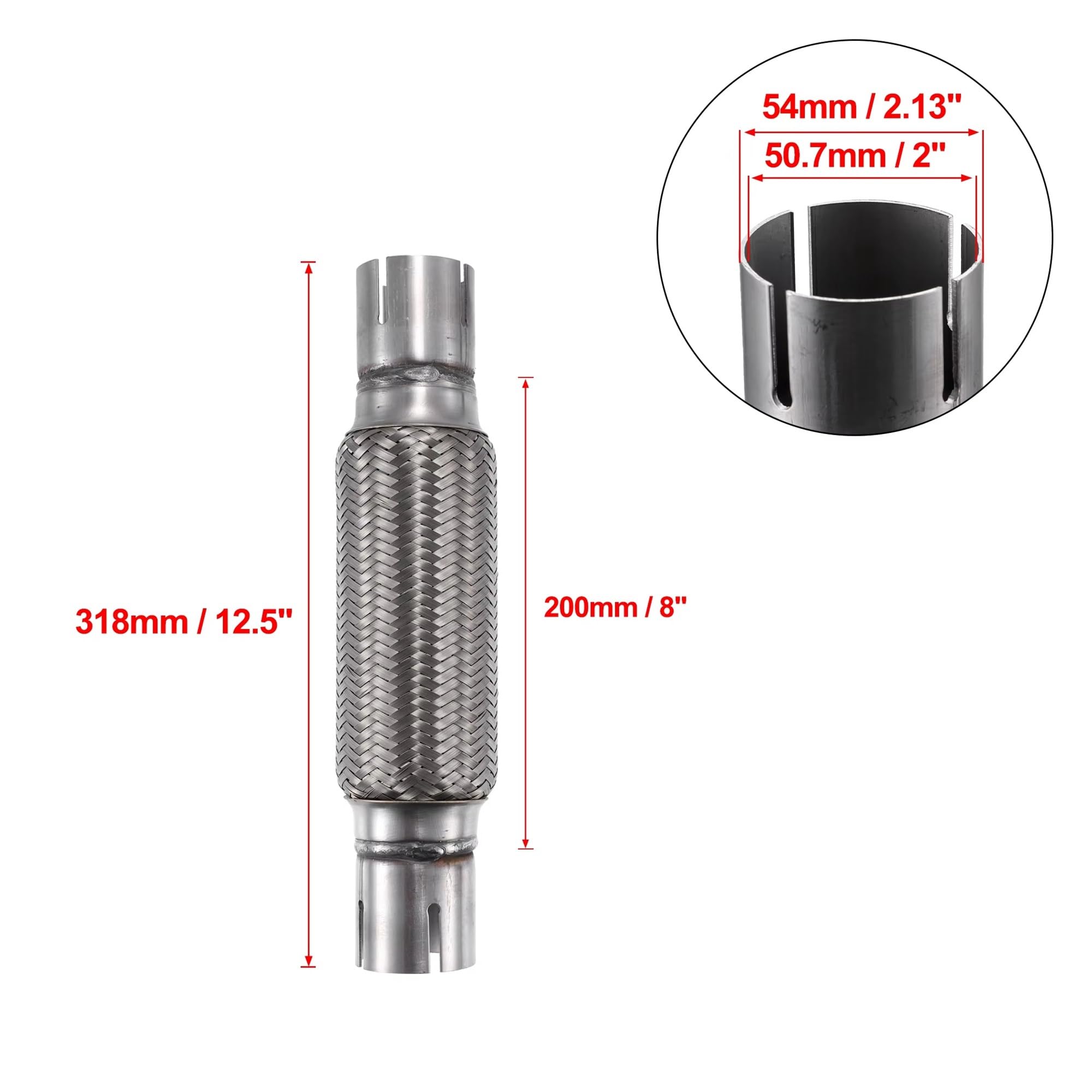 Terminale Giunto Di Scarico Per Tubi Flessibili Scarico Per Da 50,7 Mm X 54 Mm Con Set Morsetti Per Tubi Di Prolunga Per Saldatura Terminali di Scarico