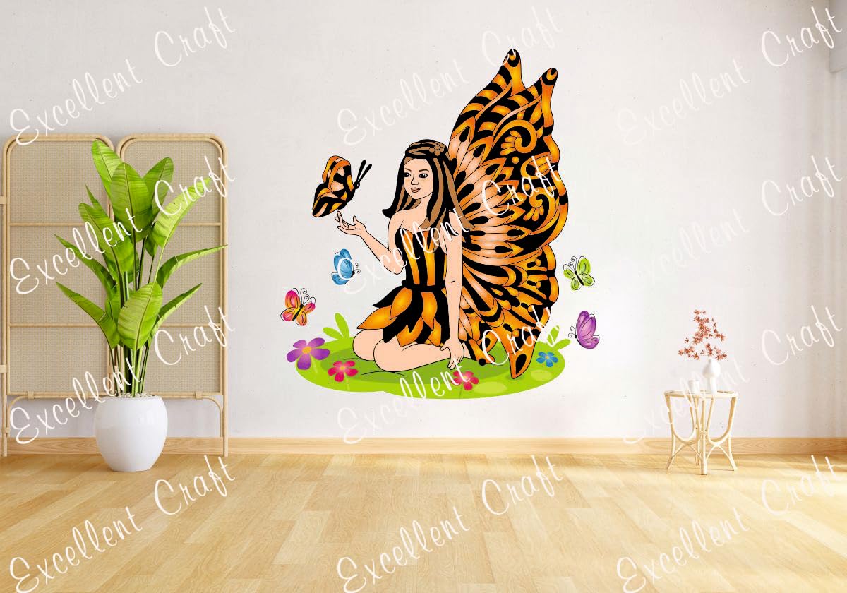 Delight Art Fairy and Butterfly Design Wall Sticker Size - (58