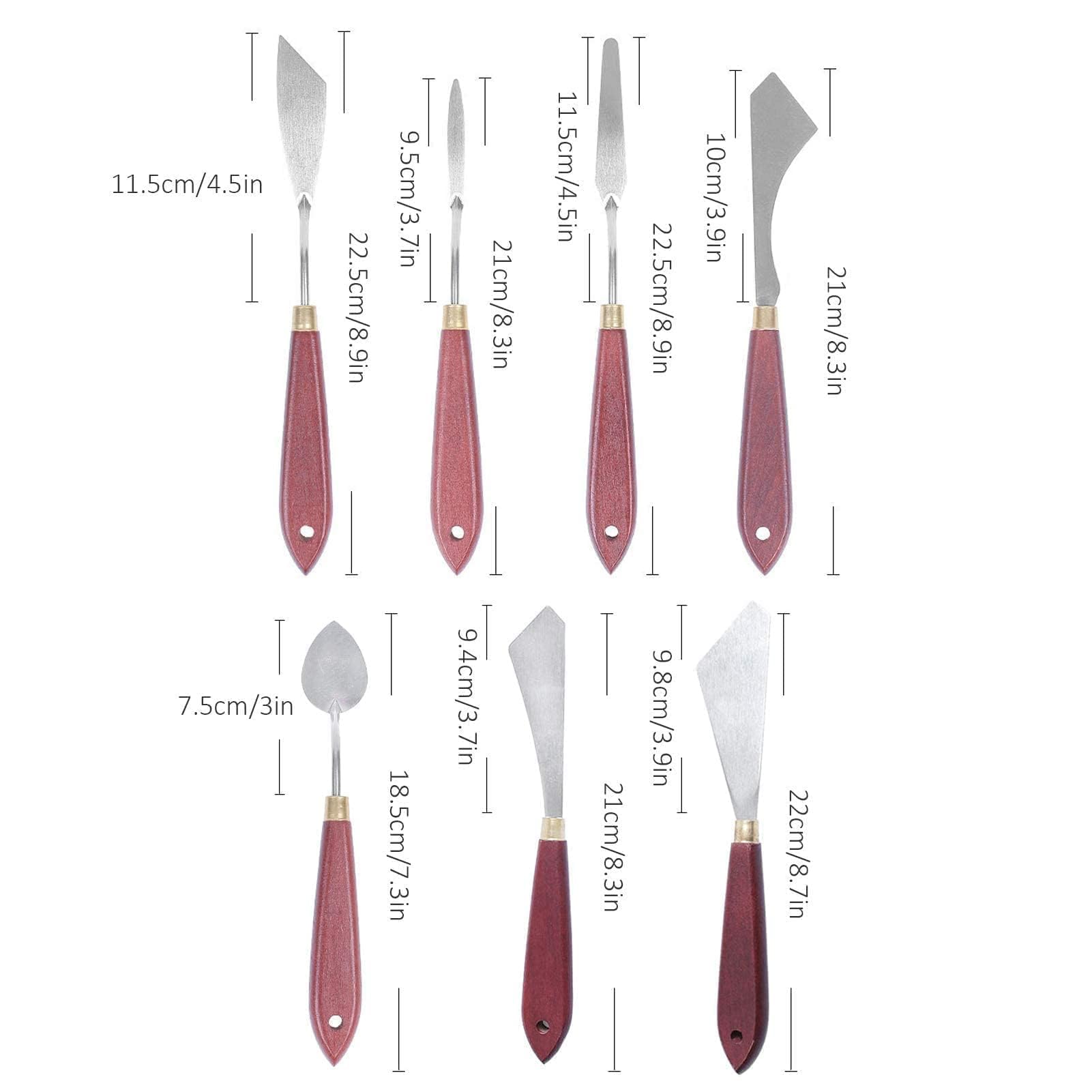 7Pcs Set di spatola pittura, spatola per pittura in acciaio inossidabile, raschietto per miscelazione pittura, per arte e pittura a olio, acrilica