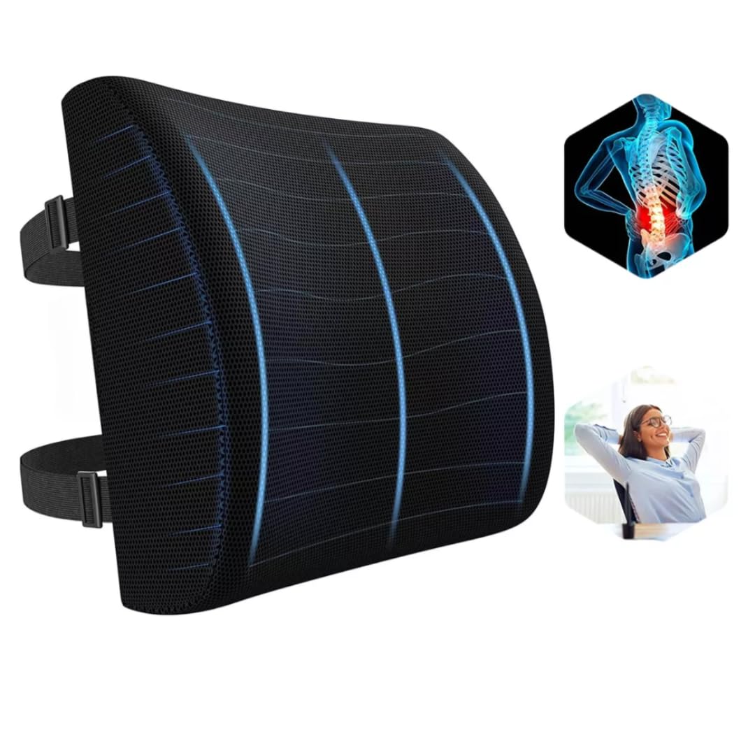 Cojin Lumbar Silla Oficina o Respaldo Lumbar Silla Oficina de Espuma viscoelástica, Incluye Funda Extra para Mejorar su Limpieza. Esté cojín Lumbar una opción Ideal para cuidar tu Espalda.