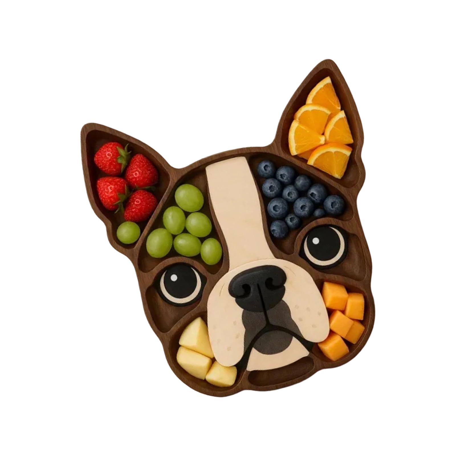 Rafgaldex Fighting Dog Practical Wooden Dog Head Shaped Design Perfect For Serving Fruits And Desserts Wooden Serving Tray Fruit Platter Pet Themed Treat Plate