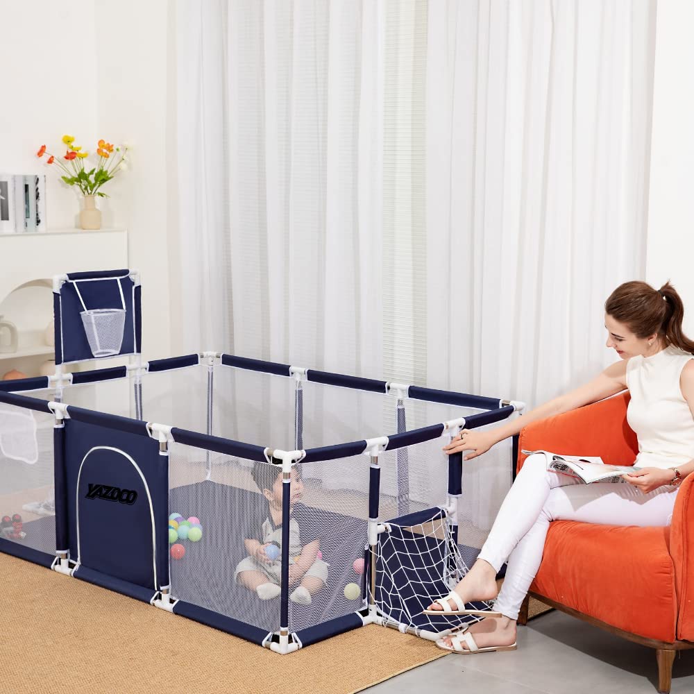 YAZOCO Box Bambini Maglia Traspirante Recinto Per Bambini Con Telaio da Basket Giochi Neonato Interno o Esterno
