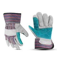 Glove Station Cowhide Leather Work Gloves for Men Women Work Gloves with Split Leather Palm Rubberized Safety Cuff