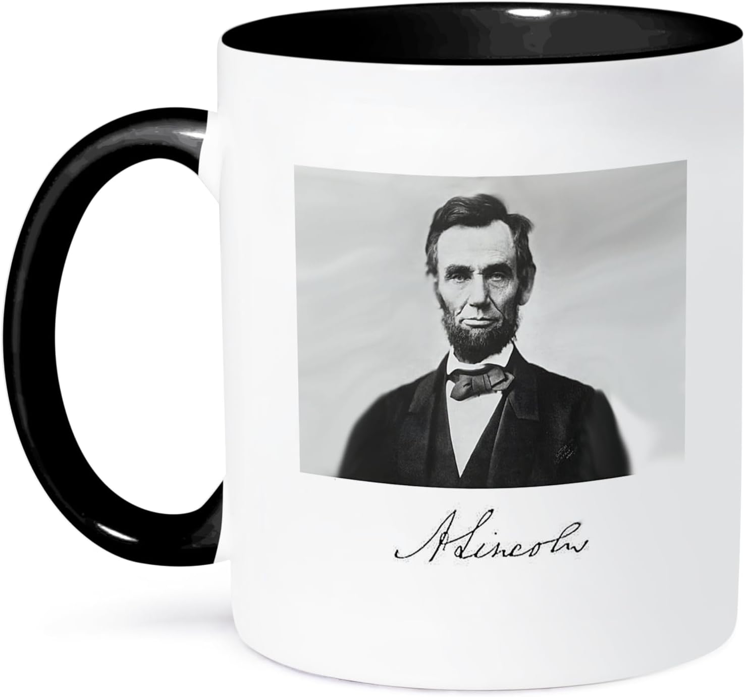 3dRose mug_5319_4 Abraham Lincoln - Two Tone Black Mug, Multicolored, 11 oz