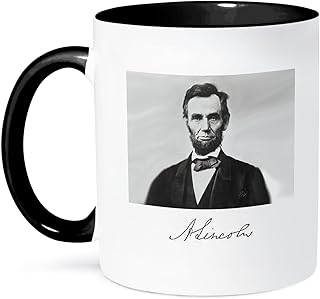 3dRose mug_5319_4 Abraham Lincoln - Two Tone Black Mug, Multicolored, 11 oz