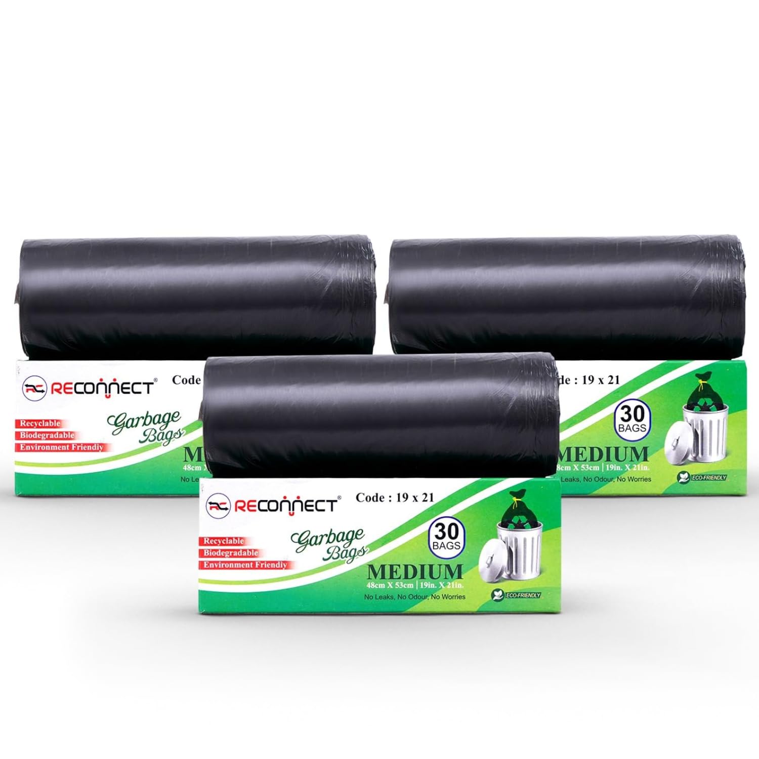 Garbage Bags Medium Size Dustbin Bags 19 x 21 Inches | 90 Pcs Pack of 3 | Heavy Duty Leak Proof Trash Bags for Home Kitchen Use-image-10