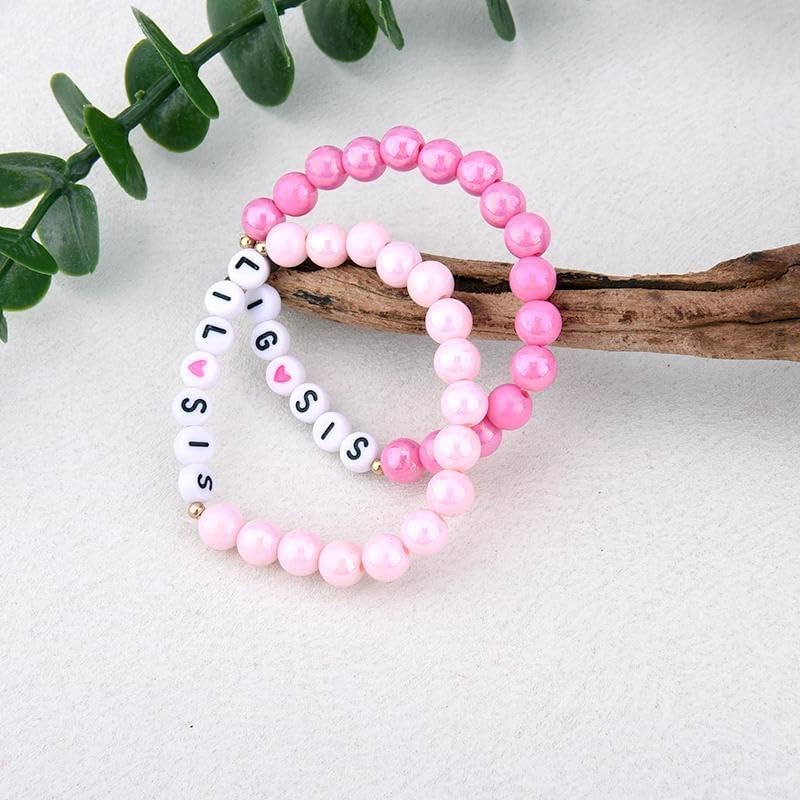 yaozeio Little Big Sister Gift Bracelet for Women Christmas Birthday Gifts for Sisters Matching Adjustable Bracelets for Sister Friends Beaded Bracelet for Big Sis Lil Sis Friendship Gifts Bracelets - Image 2