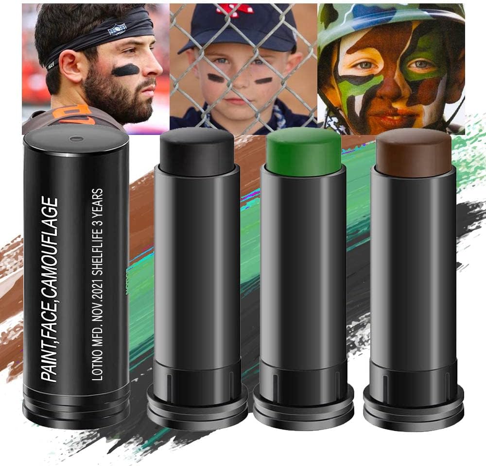3PCS Halloween Face Body Paint, Cream Blendable Makeup Stick Eye Black Makeup Stick Clown Makeup Stick Blendable Makeup Stick Nose Paint Stick Easy to Color,Halloween Birthday Party Clown Makeup Sets