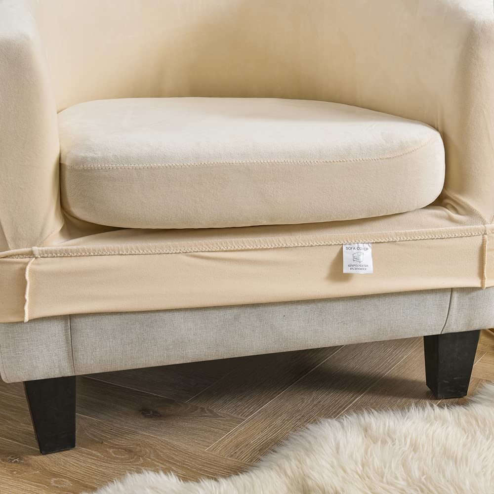 Funda de sillón Chesterfield 2 Piezas Fundas para sillas de bañera Funda de Silla de Bar Funda de sillón de Club elástico Fundas de Silla de cóctel Tullsta Beige Claro
