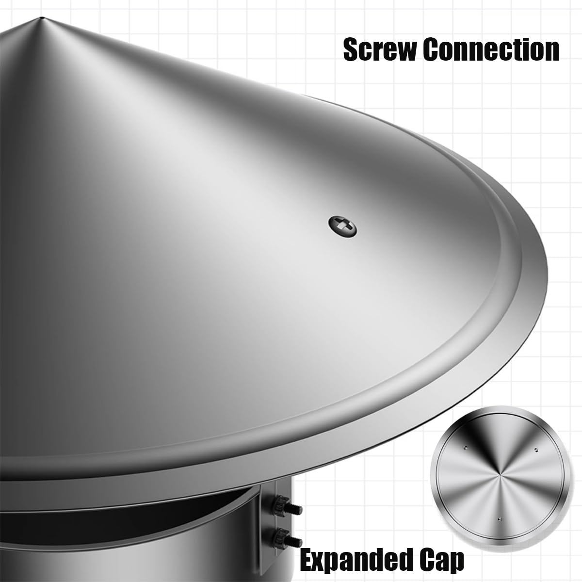 inless - Cappuccio per canna fumaria in acciaio, 80-140 mm, per esterni, impermeabile, protezione efficiente