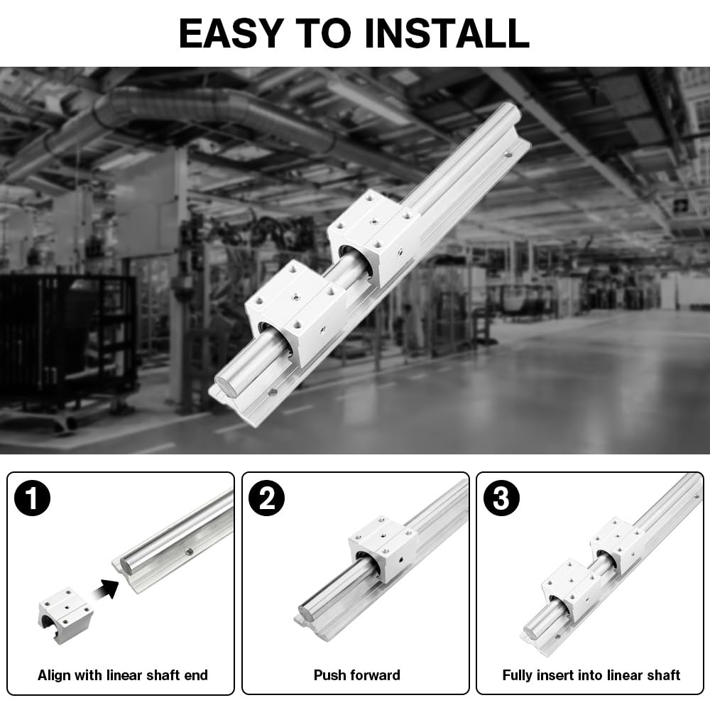 4 Pièces Roulement à Billes Linéaire Bloc de Roulement SBR16UU Glissière Linéaire Aluminium pour Imprimante 3D, CNC et Équipement de Précision
