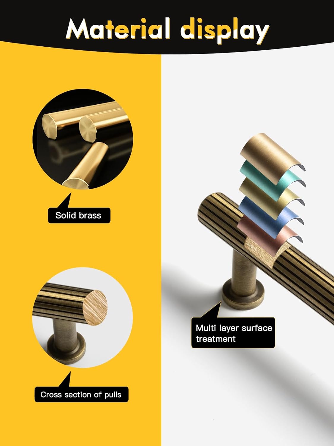 Antique Brass Cabinet Pulls, 3-3/4 Inch (96mm) Hole Center, Vintage Solid Brass Drawer Handles for Kitchen, Dresser, Wardrobe, Closet & Bathroom Hardware