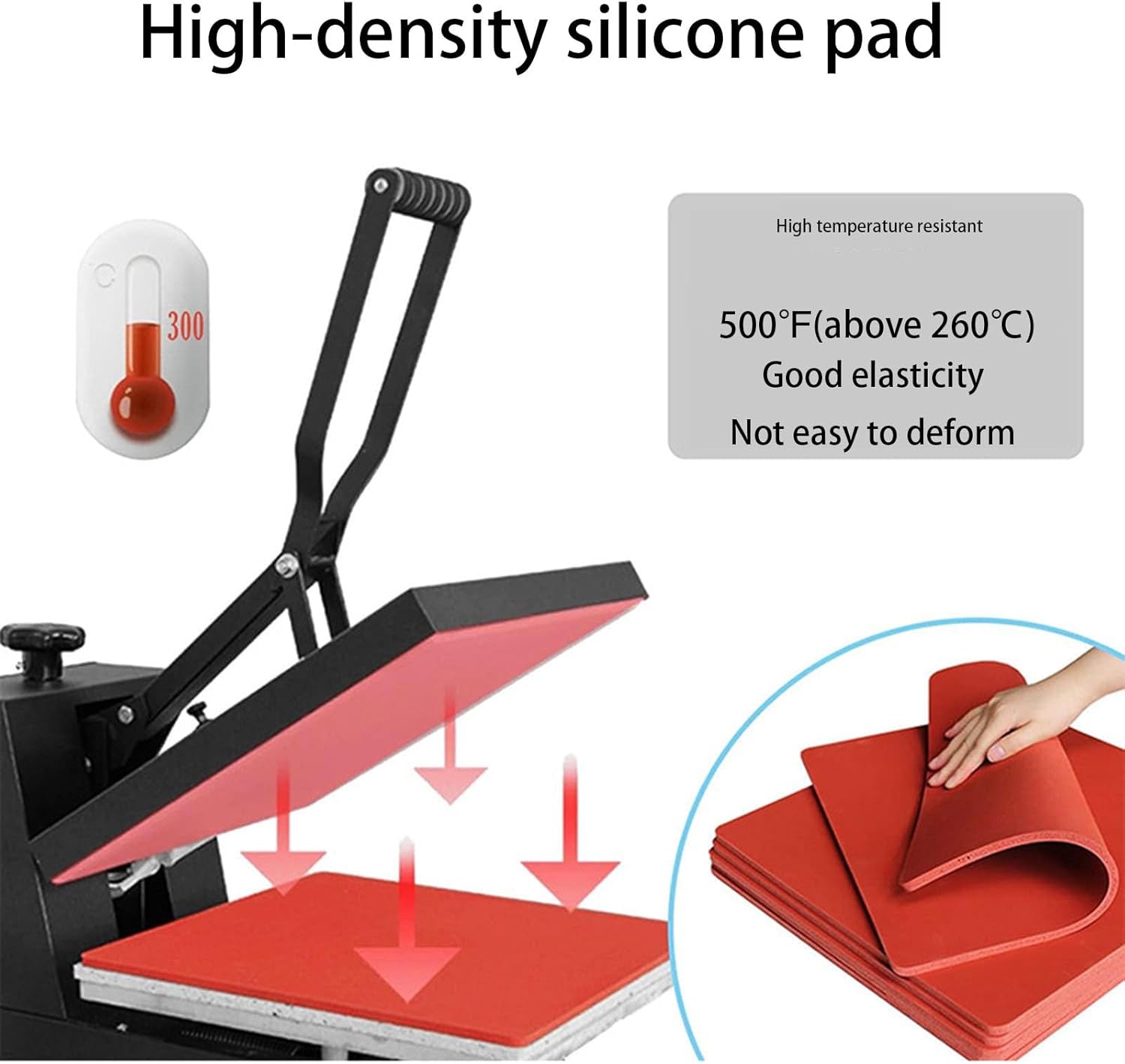 Heat Press Machine Silicone Rubber Mat, Thickness 10mm, High Temperature Resistant Sponge Replacement Plate For Heat Press Machine(23.6 * 31.5in)