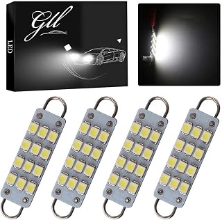 GrandviewTM 4 X 44mm(1.73") 12-SMD 1210 3528 Chip Rigid Loop Festoon LED Bulbs for Car Interior Light Dome Map Light Door Courtesy Lights 561 562 567 (White)