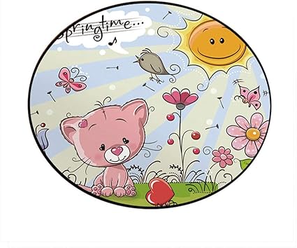 Adorable Animal Imprime Chambre D Enfant Tapis Rond Tapis De Sol Tapis De Lit Bebe Escalade Tapis De Chambre 60x60cm Par Anliyou Amazon Fr Bebe Et Puericulture