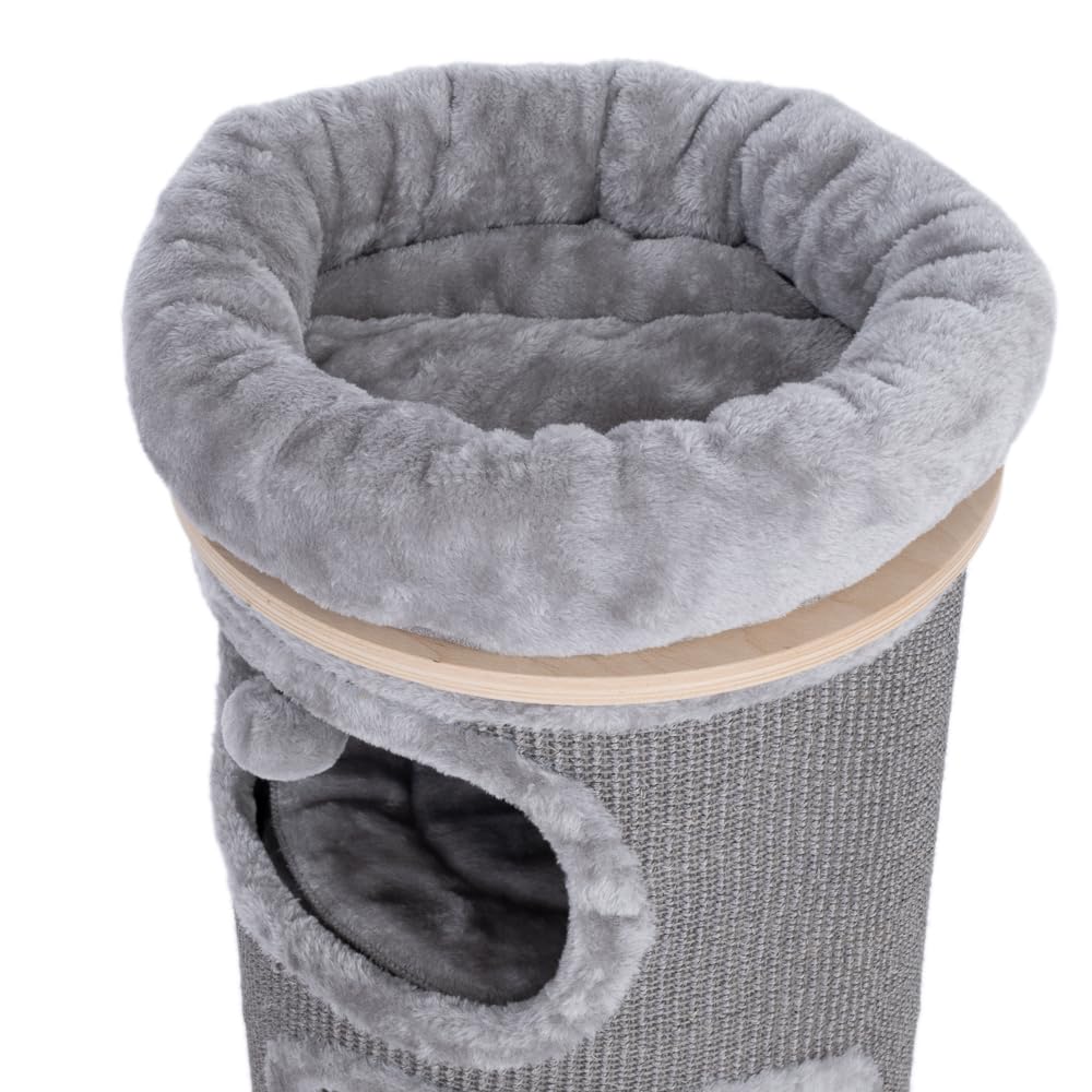 Natural Paradise - Rascador Primrose | Barril rascador estable con resistente alfombra de sisal | Gris claro | 110 x 49 cm de diámetro