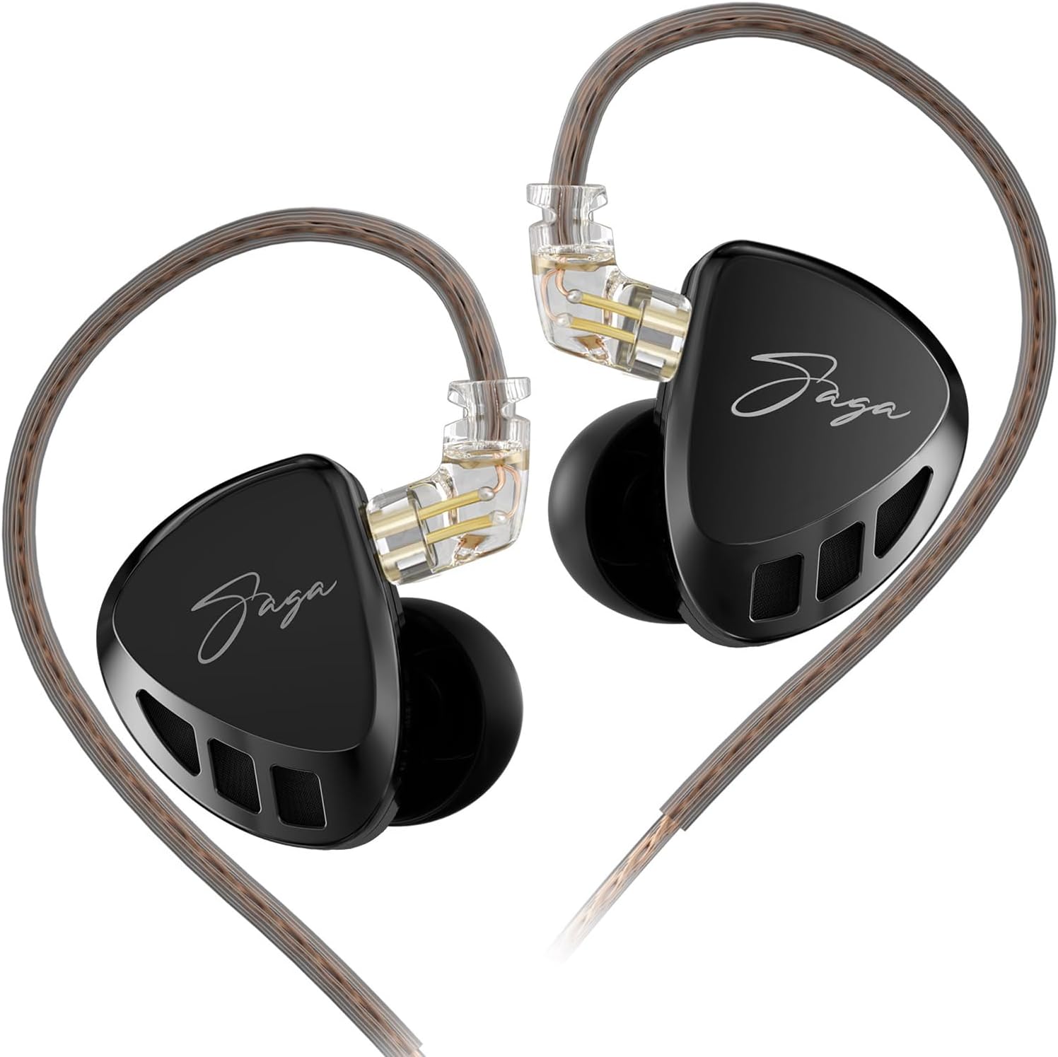 KZ Saga Wired in Ear Monitor Earbud, HiFi Bass IEM Dynamic Driver Headphone, Detachable 0.75mm 2Pin Cable Earphone for Gaming (Without Mic, Balanced)