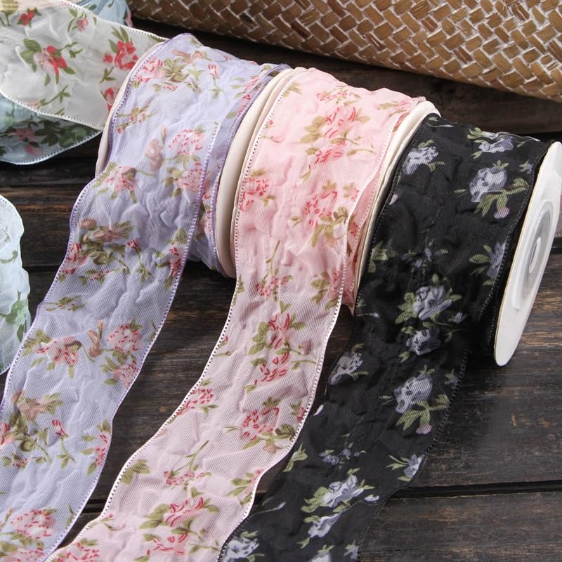 Ruban Ruban de soie Ruban de soie en mousseline de soie, 100 yards, 2.5/3.8/5CM de large, for emballage de cadeaux, ruban d'emballage de Bouquet de fleurs, for l'artisanat de fleurs bricolage(Purple,5