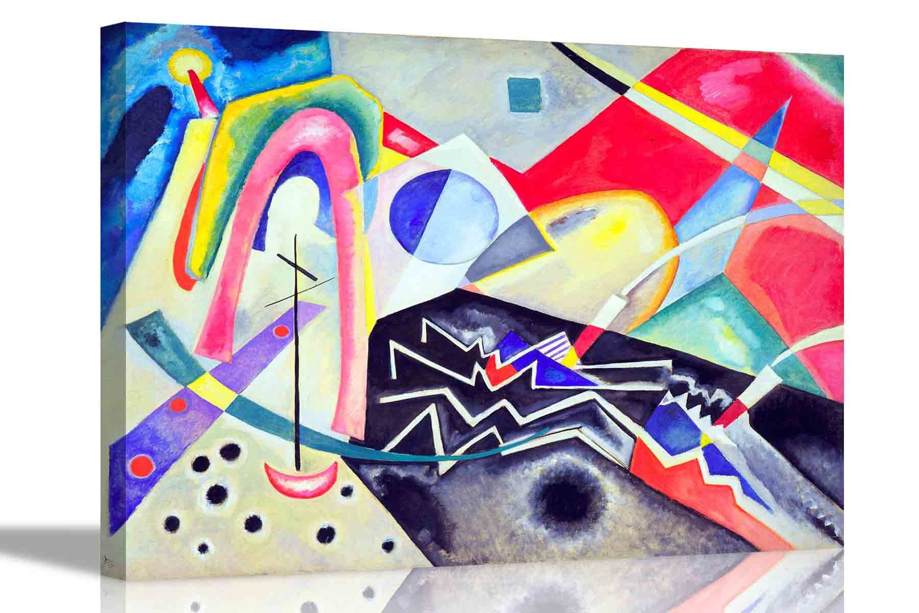 Artley Prints Multicoloured White Zig Zags By Wassily Kandinsky On Framed Canvas Prints Wall Art Hanging Oil Painting Reproduction 76 X 50Cm (30 X 20 Inches)