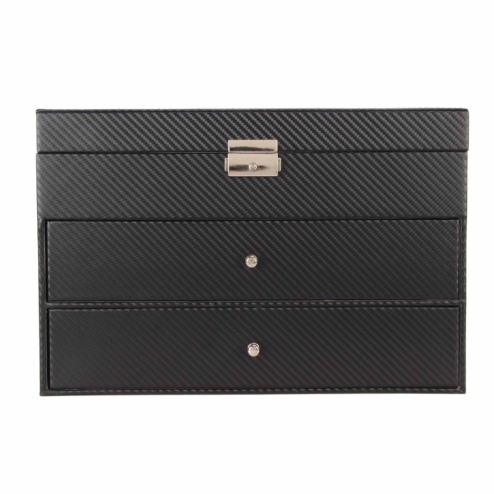 Brillen-Aufbewahrungsbox, 18 Fächer, Stilvolles Sonnenbrillen-Organizer-Etui für Zuhause, Kohlefaser-Halter